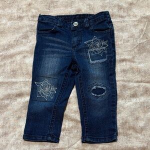 Koala Kids Navy Jeans with Embroidered Floral Accents
